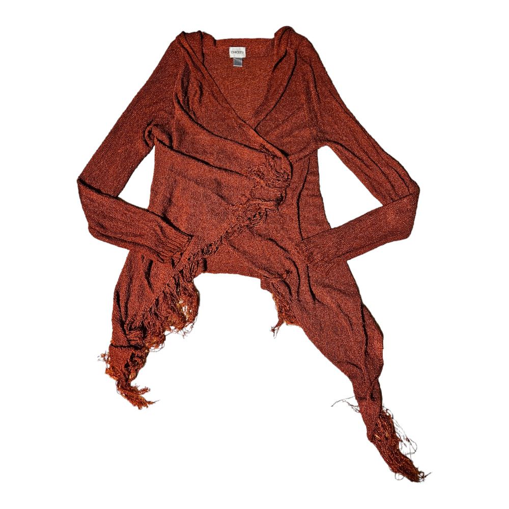 Chico's Small Red Knit Long Sleeve Cardigan